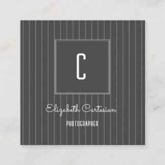 Modern Stripes Monogram | Gray Calling Card