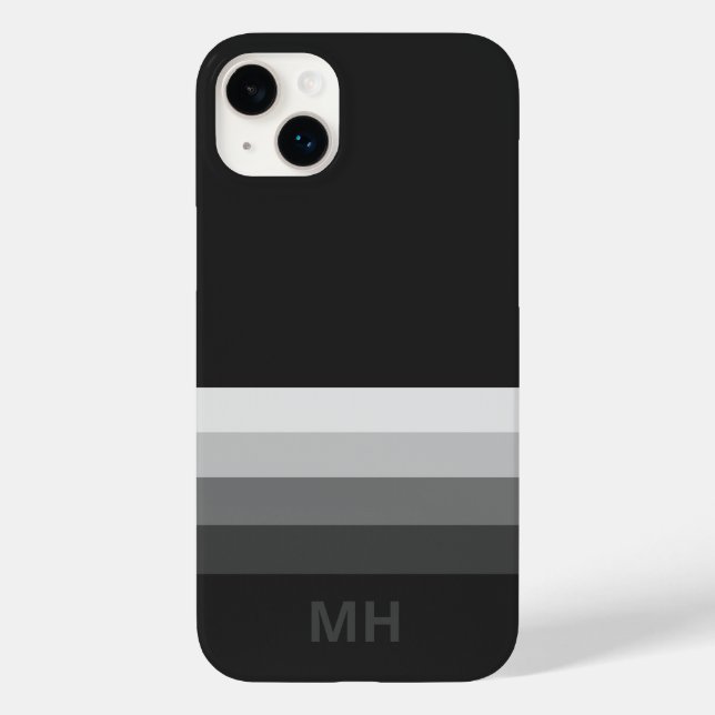 Modern Stripes Monogram iPhone 14 Case (Back)