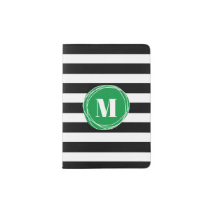 Modern Stripes & Monogram Passport Holder