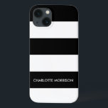 Modern stripes name monogram black and white ipad iPhone 13 case<br><div class="desc">Modern stripes black and white pattern custom name monogram ipad case</div>