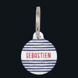 MODERN STRIPES (NAVY) PET ID TAG<br><div class="desc">NAVY WHITE AND RED MODERN STRIPE PET TAG</div>