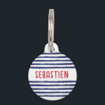 MODERN STRIPES (NAVY) PET ID TAG<br><div class="desc">NAVY WHITE AND RED MODERN STRIPE PET TAG</div>