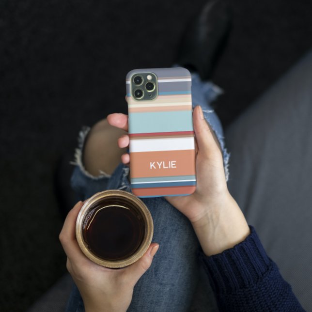 Modern Stripes Orange Blue Case-Mate iPhone Case (Creator Uploaded)