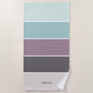 Modern Stripes Pattern Personalized  Beach Towel