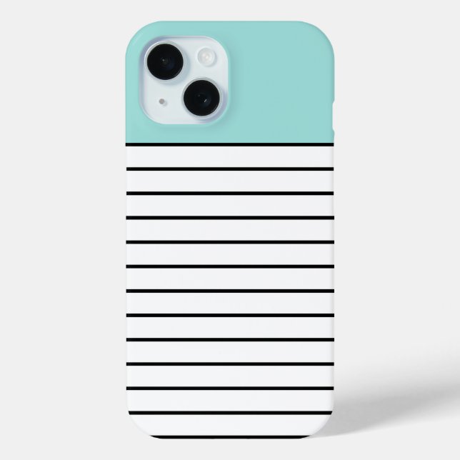 Modern Stripes Pattern Turquoise Black Chic Case-Mate iPhone Case (Back)