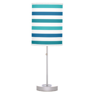 Modern Stripes Pattern Turquoise Navy Blue Teal Table Lamp