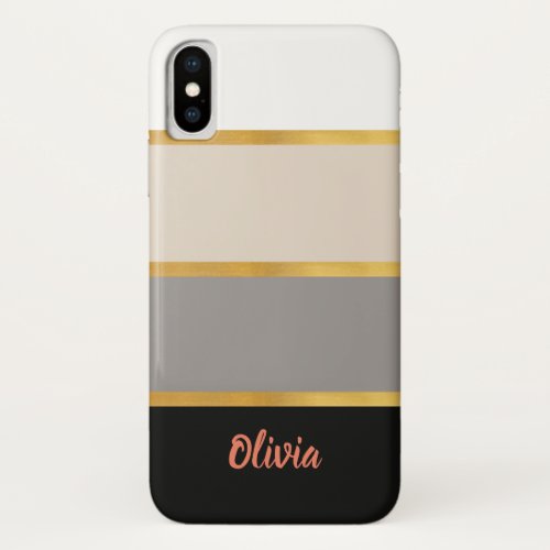 Modern Stripes Pattern with Name Case_Mate iPhone  iPhone X Case
