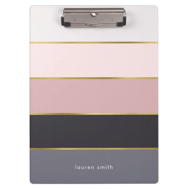 Modern Stripes Personalized Clipboard (Front)