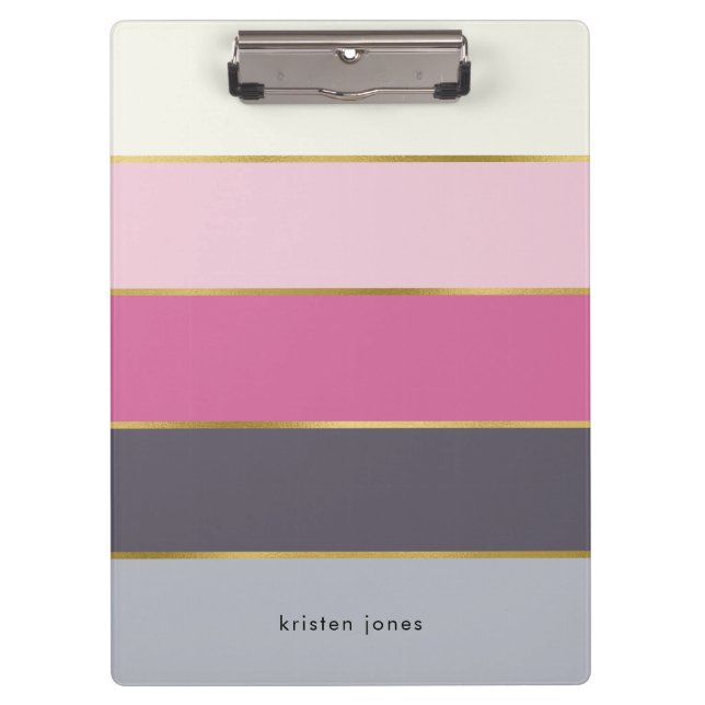 Modern Stripes Personalized Clipboard (Front)