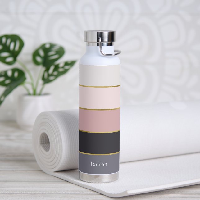 Modern Stripes Personalized Water Bottle (Yoga)