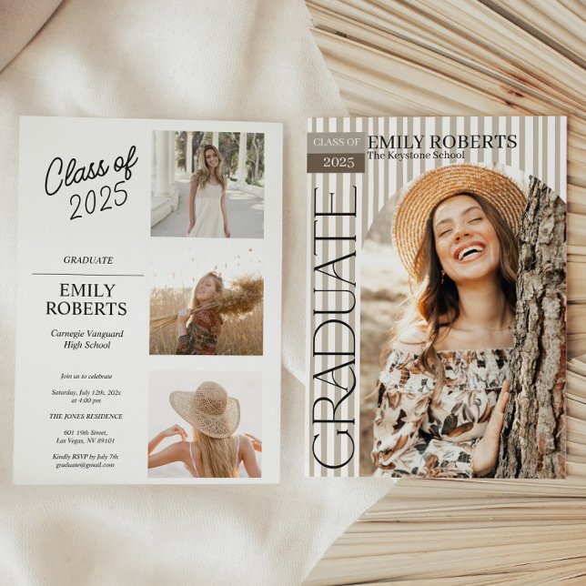 Modern Stripes Photo Graduation Announcement  (Creator Uploaded)