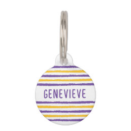 MODERN STRIPES (Purple and Yellow) Pet ID Tag