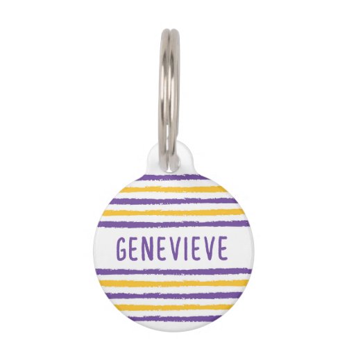 MODERN STRIPES Purple and Yellow Pet ID Tag