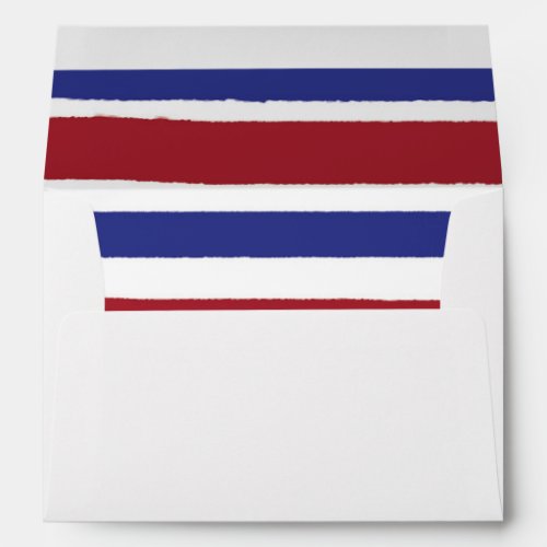 Modern Stripes Red White Blue Party Invitation  Envelope