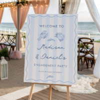 Modern Stripes Seafood Boil Party Welcome Sign