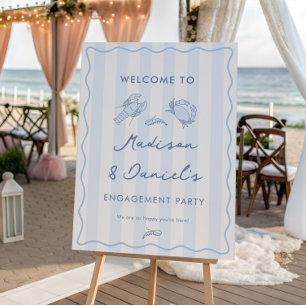 Modern Stripes Seafood Boil Party Welcome Sign