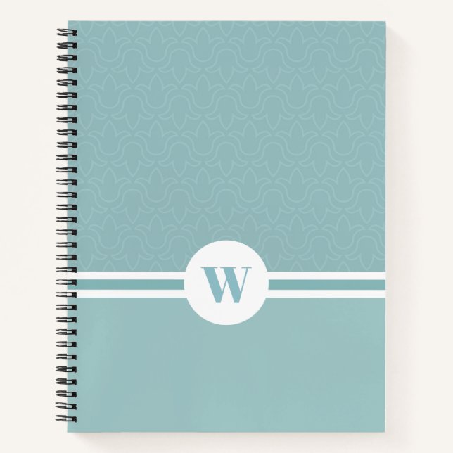 Modern stripes simple flower design monogram notebook (Front)