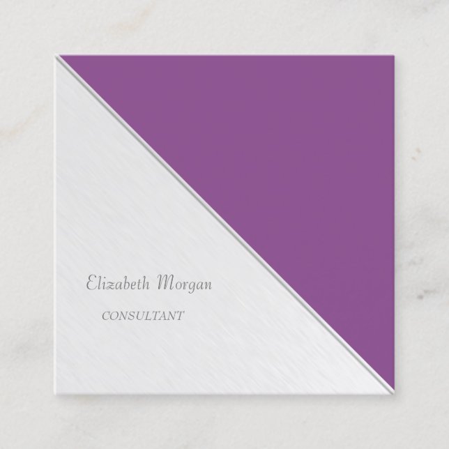 Modern Stripes, Simple,Violet Square Business Card (Front)