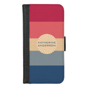 Modern Stripes-Sunset-Trendy Colors- iPhone 8/7 Wallet Case