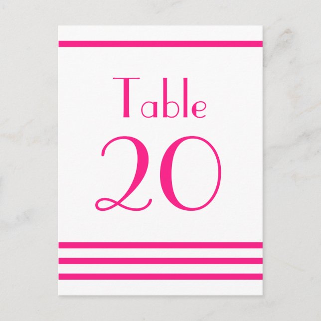 Modern Stripes Table Numbers (Hot Pink) (Front)