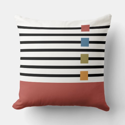 Modern Stripes Terracotta Color Block Throw Pillow