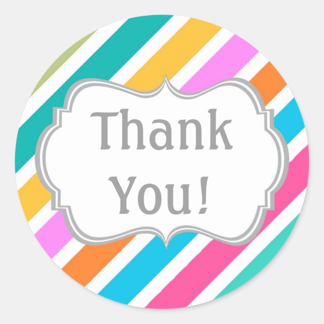 Modern Stripes Thank You Sticker (Front)