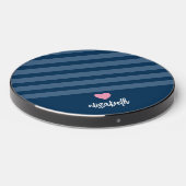 Modern Stripes - Upscale Pink Heart Monogram Navy Wireless Charger (Front 2)