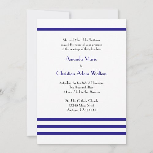 Modern Stripes Wedding Invitations (Navy Blue)