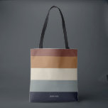 Modern Stripes with Monogram Earthy Tote Bag<br><div class="desc">Colorful trendy striped pattern - featuring harmonious colors in earthy colors. Personalize with your name or monogram.  If you need it in different colors please click on the contact button under the product description,  I'm happy to help.</div>