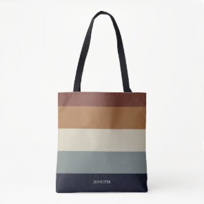 Modern Stripes with Monogram Earthy Tote Bag