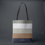 Modern Stripes with Monogram Earthy Tote Bag<br><div class="desc">Colorful trendy striped pattern - featuring harmonious colors in earthy colors. Personalize with your name or monogram.  If you need it in different colors please click on the contact button under the product description,  I'm happy to help.</div>