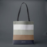 Modern Stripes with Monogram Earthy Tote Bag<br><div class="desc">Colorful trendy striped pattern - featuring harmonious colors in earthy colors. Personalize with your name or monogram.  If you need it in different colors please click on the contact button under the product description,  I'm happy to help.</div>