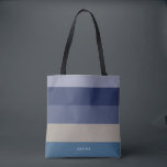 Modern Stripes with Monogram Shades of Blue Tote Bag<br><div class="desc">Colorful trendy striped pattern - featuring harmonious colors in shades of blue. Personalize with your name or monogram.  If you need it in different colors please click on the contact button under the product description,  I'm happy to help.</div>