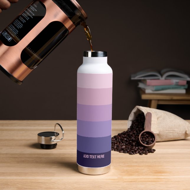 Modern Stripes With Monogram Shades Of Purple Water Bottle (Coffee)