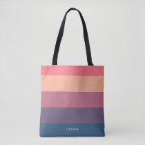 Modern Stripes with Monogram Tote Bag