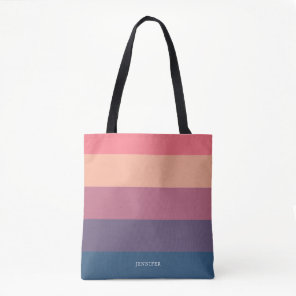 Modern Stripes with Monogram Tote Bag