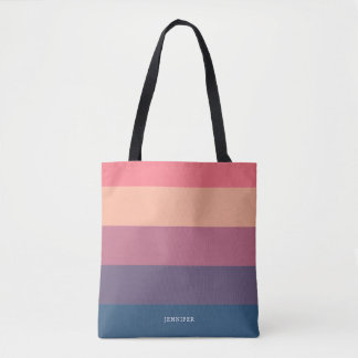 Modern Stripes with Monogram Tote Bag
