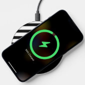 Modern Stripes with Upscale Heart Monogram Black Wireless Charger (Phone)