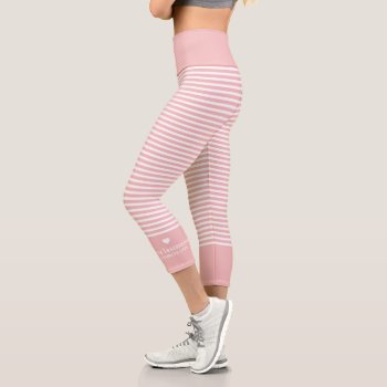 Modern Stripes With Upscale Heart Monogram Capri Leggings by icases at Zazzle