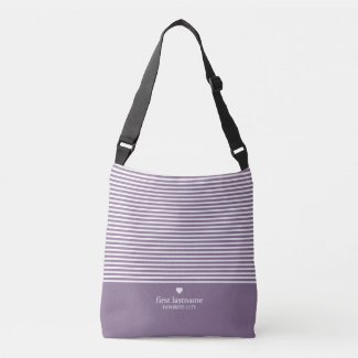 Modern Stripes with Upscale Heart Monogram Crossbody Bag