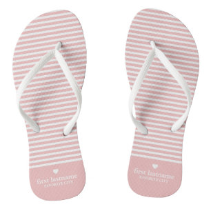 Modern Stripes with Upscale Heart Monogram Flip Flops
