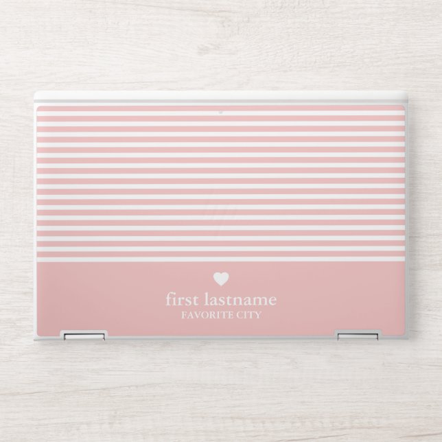 Modern Stripes with Upscale Heart Monogram HP Laptop Skin (Front)