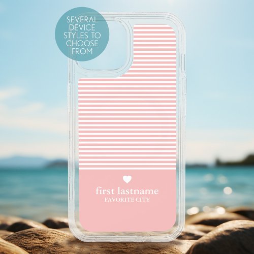 Modern Stripes with Upscale Heart Monogram iPhone 15 Case