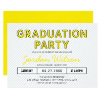 Modern Stripes Yellow Graduation Party Card