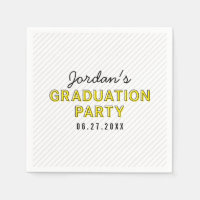 Modern Stripes Yellow Graduation Party Paper Napkin