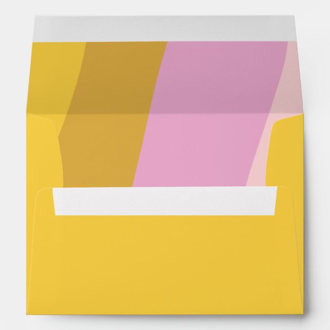 Modern Stripes Yellow Pink Return Address Envelope (Back (Bottom))