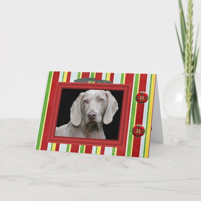 Modern Stripped  Christmas Photo Greeting Card (Front)