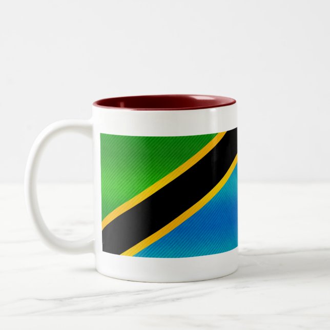 Modern Stripped Tanzanian flag Two-Tone Coffee Mug (Left)