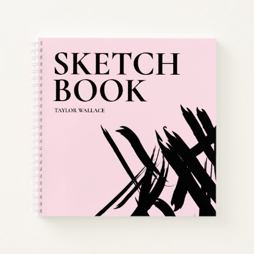 Modern strokes Blush pink Personalized Sketch Book