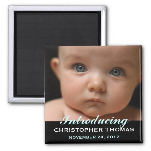 Modern Style Baby Birth Announcement Photo Magnet